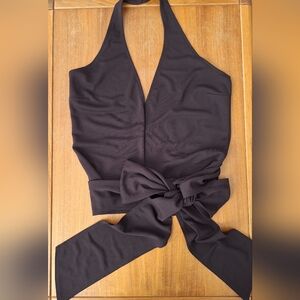 Kenneth Cole Open Back Halter Wrap Top Eggplant Purple Dark Feminine Womens XS